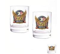 Generico Bicchiere da Whiskey per il 250° Anniversario (1776-2026) - Edizione Commemorativa con Aquila Patriottica e Campana della Libertà - Tumbler Old Fashioned da 11 once (BB#)