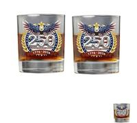 Generico Bicchiere da Whiskey per il 250° Anniversario (1776-2026) - Edizione Commemorativa con Aquila Patriottica e Campana della Libertà - Tumbler Old Fashioned da 11 once (AA#)