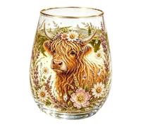 Generico Bicchiere Delle Highlands - Calice Per Appassionati Di Bovini Scozzesi | Da Bere Regalo Amanti Vino Birra | Pinta Creativa A Tema Fattoria Whiskey Cocktail Soda Acqua Cristalleria