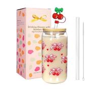 Generico Bicchiere di Natale con paglia, resistente alla fuoriuscita, 1 set, di caffè per vacanza isolata, bicchiere di natalizio riutilizzabile, design trasparente, per il succo di latte da tè al