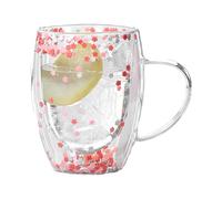 Generico Bicchiere Doppia Parete Glitter - Caffè Doppio Isolamento | Bicchiere Forma Cuore 350ml | Resistente Calore per Bevande Calde Fredde, Tè Latte, Caffè, Regalo San Comp