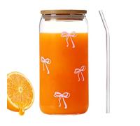 Generico Bicchiere In A Fiocco Con Coperchio E Cannuccia,500ml Bottiglia Carina Con Fiocco | Per Il Matcha - Per Caffè Freddo, Cocktail, Tè Matcha, Bere Acqua, Bar, Casa, Cucina, Ragazze