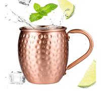 Generico Bicchiere Moscow Mule - In Rame Fatta A Mano 530 Ml | Bicchiere Da Bevanda In Rame Puro Con Design Martellato Per Cocktail, Acqua, Birra, Tè, Cucina, Casa & Bar Regalo