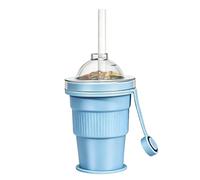 Generico Bicchiere Pieghevole Per Acqua,Contenitore Idratazione con Coperchio 325 ml - Da Viaggio Pieghevole In Silicone Per Caffè - Per Viaggio Palestra Campeggio Picnic Scuola Bambini