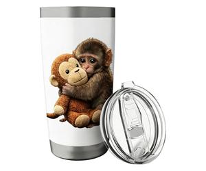 Generico Bicchiere Termico In Acciaio Inossidabile, Da Viaggio Con Motivo Scimmia Da 600 Ml Con Coperchio, Da Tè E Caffè Sottovuoto A Doppia Parete, Riutilizzabile Per Palestra, Auto, Uffic
