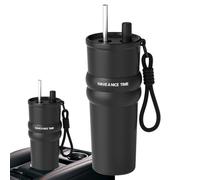 Genérico Bicchiere termico per auto | Bottiglia d'acqua 24oz in acciaio inox con cannuccia, bicchiere per auto mantiene bevande fredde e calde per sport pic-nic viaggio e viaggi