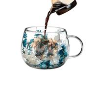Generico Bicchieri Acqua - 300ml resistente al calore, fiori secchi decorativi, da caffè, design elegante per casa, cucina, soggiorno, sala da pranzo, ufficio, dormitorio, tè, latte, succo, bevande