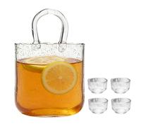Generico Bicchieri | da Tè a Forma di Borsa Trasparente da 2340 ml | Bicchieri da Cocktail con 4 Piccoli Vasetti - per Feste Matrimonio Brunch Tè Pomeridiano Compleanno Casa Cucina
