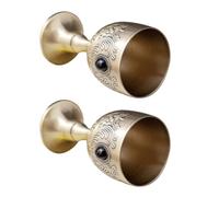 Generico Bicchieri da Vino in Metallo 20Ml Incisione di Fiori Set da 2 Calici Vintage Base Robusta e Bordi Arrotondati Calici da Whisky Decorativi per Feste ed Eventi Eleganti