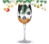 Genérico Bicchieri da vino natalizi - 450-500 ml dipinto a mano - Coppa decorativa per Natale Inverno Capodanno, Coppa Elegante per la casa Feste Famiglie Riunioni Idea Regalo
