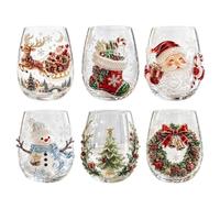 Generico Bicchieri Di Decorati Natale Con Pupazzo Di Neve E Albero Rilievo | Bicchieri Di Decorati A Tema Natale Con Pupazzo Di Neve E Albero In Rilievo Per Un Tocco Originale Alla Tavola