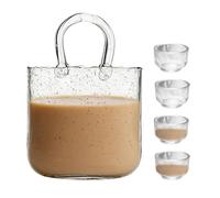 Generico Bicchieri in | 2340ml Borraccia a Forma di Borsa - Set Calice con 4 Bicchierini - Per Pranzo, Merenda Pomeridiana, Feste, Compleanni, Matrimoni, Cucina, Casa