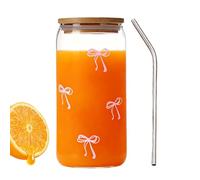 Generico Bicchieri in - Bottiglia con Motivo a e Cannuccia in Acciaio | Bicchieri per Caffè Freddo con Coperchio - Donne Signore Colleghe Compleanno Festa Tè Cocktail