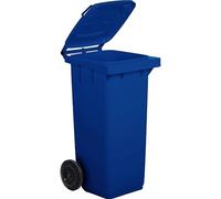 Generico BIDONE RACCOLTA DIFFERENZIATA CARRELLATO 120LT CON PEDALE + ANELLO + ASTE VARI COLORI (Blu)