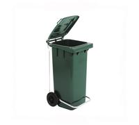 Generico BIDONE RACCOLTA DIFFERENZIATA CARRELLATO 120LT CON PEDALE + ANELLO + ASTE VARI COLORI (Verde)