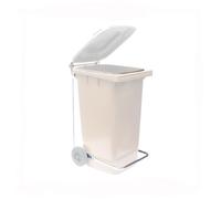 Generico BIDONE RACCOLTA DIFFERENZIATA CARRELLATO 240LT CON PEDALE + ANELLO + ASTE VARI COLORI (Bianco)
