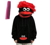 Generico Big Mouth Monster Sweatshirt,Unisex Cozy Funny Halloween Flannel Pullover,Oversized Fall Winter Long Sleeve Plush Hoodie