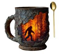 Generico Bigfoot Forest Fire Mug,3D Vintage Sasquatch Bigfoot Outdoor Coffee Cup,Relief Resin Outdoor Camping Campfire Mug for Cryptid Believers Nature Mountain Paranormal Lovers Gift (1)