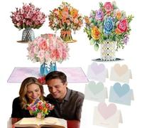Generico Biglietti floreali 3D, Include: Cinque biglietti d'auguri a forma di cuorebouquet di fiori di carta, biglietto sentimentale con design, 25 cm, biglietto di auguri per ricordo (2)