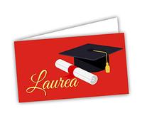 Generico Bigliettini Bomboniera Laurea rossi, Biglietti Sacchetti Confetti - Laurea 60 pezzi pretagliati - stampa l'interno con il file da scaricare dal link e il foglio di prova per non sbagliare
