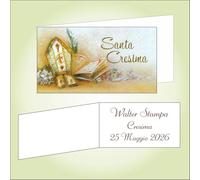 Generico Bigliettino bomboniera bigliettini confetti per Cresima, 9 x 2,5 cm, 40 pezzi o più, personalizzabile con vostro testo, con illustrazione di libro sacro e dettagli floreali