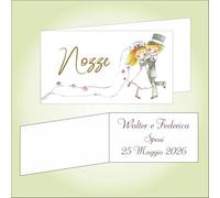 Generico Bigliettino bomboniera bigliettini confetti per Matrimonio, 9 x 2,5 cm, 40 pezzi o più, personalizzabile con vostro testo, con Decoro Oro a Caldo, Disegno Sposi