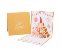 Genérico Biglietto di auguri di compleanno - Messaggio pop-up saluto, design elegante pieghevole | Nota interna per amici o colleghi di lavoro, regalo di cancelleria riflettente per uomini