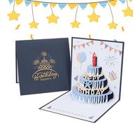 Genérico Biglietto di compleanno effetto 3D a discesa, con musica e luce, decorazione per celebrazione per sorella figlia bambini marito donne uomini