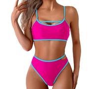Generico Bikini a Vita Alta da Donna, Sexy, Push-up, Due Pezzi, Costume da Bagno, Due Pezzi, Bikini con Stampa a Vita Alta e Arricciato retrò (S)