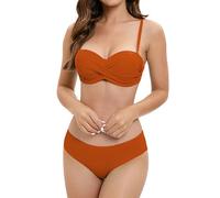 Generico Bikini a Vita Alta da Donna, Sexy, Push-up, Due Pezzi, Costume da Bagno, Due Pezzi, Bikini con Stampa a Vita Alta e Arricciato retrò (RD5, XL)