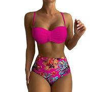 Generico Bikini Che Non Lascia Il Segno 2 Pezzi Donna Costume da Bagno Bikini con Stampa da Donna Costume da Bagno Push-up Sexy in Due Pezzi Costumi da Bagno da Spiaggia Bikini Super (Hot Pink, S)