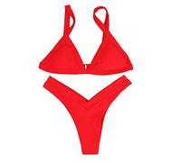 Generico Bikini Che Non Lascia Il Segno Abbronzatura Costume da Bagno da Donna con Fasciatura a Fascia da Donna Costume da Bagno Push-up Brasiliano con Costumi da Bagno Costumi Donna 2 Pezzi (Red, M)