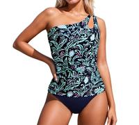 Generico Bikini da Donna, Set Sexy, a Vita Alta, con Push up, Costume Bagno in Due Pezzi, Elegante, Traspirante, Abbigliamento Spiaggia, Casual, Tankini