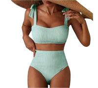 Generico Bikini Donna Due Pezzi - Costume Donna Bikini Raffinato Basic, Beachwear Women Casual Comodo Mare Sorgenti Termali Verde L