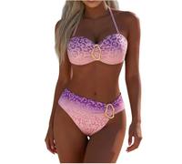 Generico Bikini Donna Mare con Stampa Leopardata Costume da Bagno Due Pezzi Sexy Costumi Top Triangolo Bikini Set Reggiseno Spiaggia Imbottito Beachwear per Vacanze al Mare, Crociera O Piscina