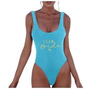 Generico Bikini Donna Team Bride Costume da Bagno Due Pezzi Bride to Be per Addio al Nubilato Set Mare Estivo Sexy Elegante, 07-Light Blue, L