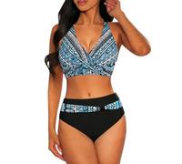 Generico Bikini Triangolo Costume Donna Due Pezzi Vita Alta 2026 Donna Nuovo Split Wrap Hollow out Bikini Tinta Unita Sexy A Vita Alta di Rapida Costumi Assorbenti per Ciclo Mare (Sky Blue,M)