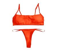 Generico Bikini Vita Alta Donna Costume Due Pezzi Fascia Bikini Costumi da Bagno Dimagranti per Le Donne Plus Size Costumi da Bagno Split Costume Mutande Mestruali (Red,M)