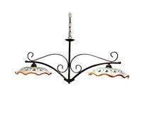 Generico BILANCIERE RUSTICO IN CERAMICA E FERRO BATTUTO 2 LUCI ESSE PER CUCINA SOGGIORNO