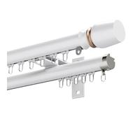 Generico Binario Doppio per Tende 70-600cm Montaggio A Parete in Alluminio System Silenzioso per Tende A Strati Divisorio per Ambienti Set Binario per Finestra(White B,200cm/6.6ft(2 * 100cm))