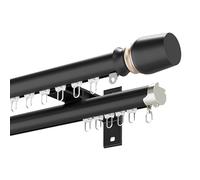 Generico Binario Doppio per Tende 70-600cm Montaggio A Parete in Alluminio System Silenzioso per Tende A Strati Divisorio per Ambienti Set Binario per Finestra(Black B,200cm/6.6ft(2 * 100cm))
