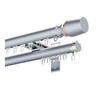 Generico Binario Doppio per Tende 70-600cm Montaggio A Parete in Alluminio System Silenzioso per Tende A Strati Divisorio per Ambienti Set Binario per Finestra(Gray B,200cm/6.6ft(2 * 100cm))