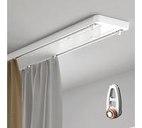 Generico Binario Doppio per Tende da Soffitto, Set Divisorio per Ambienti con Rulli Silenziosi, Binari Doppi Robusti E Uniti per Soggiorno, Camera da Letto, Armadio(White B,140cm/4.6ft)