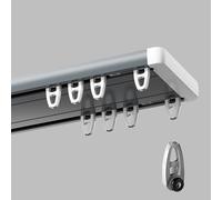 Generico Binario Doppio per Tende da Soffitto, Set Divisorio per Ambienti con Rulli Silenziosi, Binari Doppi Robusti E Uniti per Soggiorno, Camera da Letto, Armadio(Gray A,80cm/2.6ft)