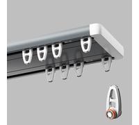 Generico Binario Doppio per Tende da Soffitto, Set Divisorio per Ambienti con Rulli Silenziosi, Binari Doppi Robusti E Uniti per Soggiorno, Camera da Letto, Armadio(Gray B,360cm(3 * 120cm))