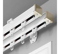 Generico Binario per Tende A Doppia in Alluminio da Mount A Parete, System di Tende Divisorie A Doppio Binario per Soggiorno E Camera da Letto con Rulli Silenziosi(White Wall,190cm(2 * 95cm))