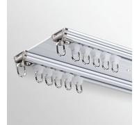 Generico Binario per Tende da Soffitto Ultrasottile, Binari Scorrevoli Silenziosi con Due Binari Congiunti, Asta per Tende da Finestra per Soggiorno per Stanze Ospedaliere(Bianco,210cm(2 * 105cm))