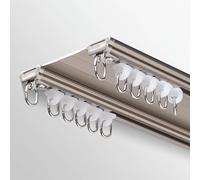 Generico Binario per Tende da Soffitto Ultrasottile, Binari Scorrevoli Silenziosi con Due Binari Congiunti, Asta per Tende da Finestra per Soggiorno per Stanze Ospedaliere(Champagne,230cm(2 * 115cm))