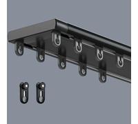 Generico Binario per Tende Doppio, Binario per Tende in Alluminio Resistente, Montaggio a Soffitto, Aste per con Funzione di Scorrimento Silenzioso,per Soggiorno Camera da Letto,Nero,250cm