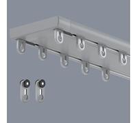 Generico Binario per Tende Doppio, Binario per Tende in Alluminio Resistente, Montaggio a Soffitto, Aste per con Funzione di Scorrimento Silenzioso,per Soggiorno Camera da Letto,Grigio,250cm